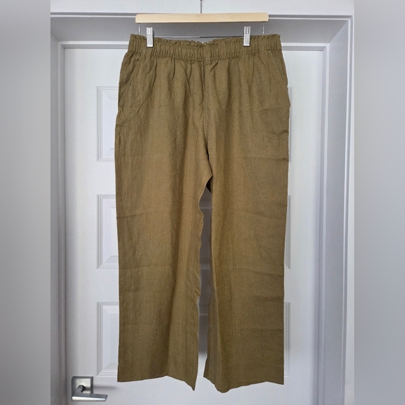 H&M Pants - NWOT H&M Linen Pull-on Pants, Khaki Green, Size L